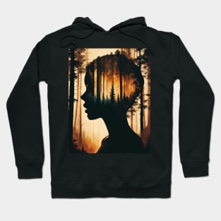 Forest Double exposure Silhouette portrait of a woman No.1 Hoodie